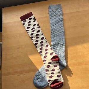 Patterned high Socks Set - Burgundy and Gray